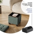 thumbnail image 3 of Hearth & Harbor Ottoman Storage Bench, Faux Leather 15" Foot Stool Ottoman With Storage, Green, 3 of 8