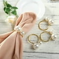thumbnail image 4 of Pearl Napkin Rings Set of 6, Gold Napkin Rings Holders for Formal or Casual Dinning Table Decor, 4 of 10