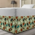thumbnail image 1 of Travel Bed Skirt, Continuous Flight Ticket Camera Sunglasses Motif Cartoon Style Pattern, Elastic Bedskirt Dust Ruffle Wrap Around for Bedding Decor, 4 Sizes, Pale Khaki Multicolor, by Ambesonne, 1 of 2