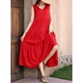 thumbnail image 3 of Womens Summer Dresses Sleeveless Maxi Dress V-Neck Casual Flowy Tiered Sundresses Red L, 3 of 6