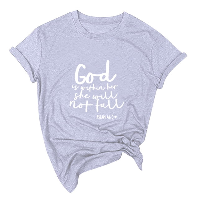 Pompotops Femmes Plus Size Print Col Rond Manches Courtes T-shirt Chemisiers