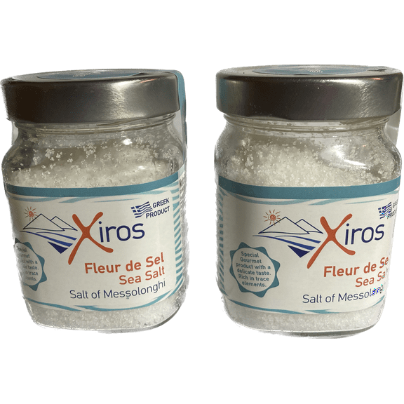 Fleur De Sel - Sea Salt of Messolonghi - Afrina - 100% Natural Sea Salt from Greece - Pure Unprocessed 2x250 gr (17.63 oz)