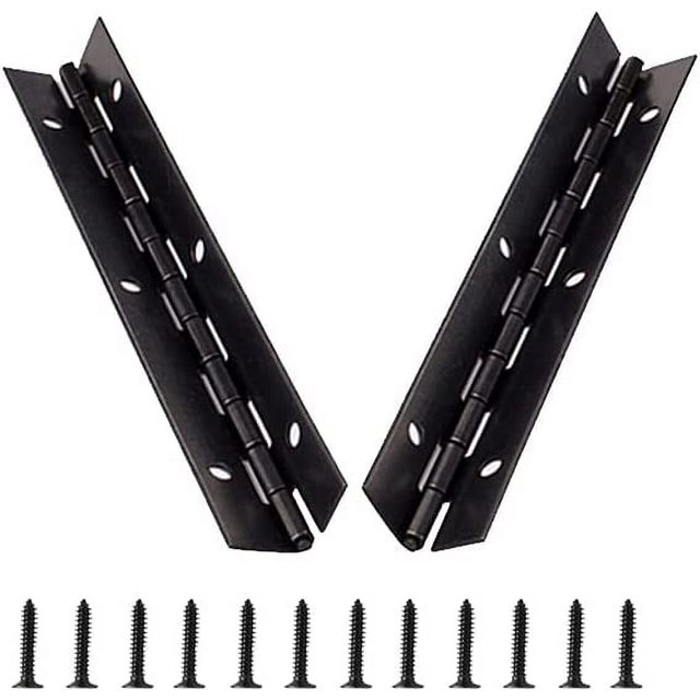 Paquete de 4 bisagras de piano TUNC de metal negro grueso 153 x 26 mm bisagra abierta 270 grados
