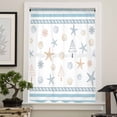 thumbnail image 4 of Coastal Christmas Semi Sheer Curtains Drapes for Living Room,Bedroom,French Doors Window 63 Inches Long,Xmas Tree Starfish Beach Blue Striped Rod Pocket Chiffon Curtain Drapery Voile Draperies Panel, 4 of 6