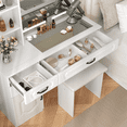 thumbnail image 5 of RichYa Makeup Vanity with Lighted Mirror&Power Strip,Modern Vanity Table Set ,for Bedroom Bathroom,45'' L White, 5 of 8