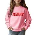 thumbnail image 2 of HXWCHs Soft cotton girls' sweatshirts Girls Long Sleeve Letter Print Sweatshirt Pullover top with Cute Design for Children Pink 12-13 Years, 2 of 5