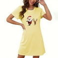 thumbnail image 3 of Sakmal Plus Size Moomoo Dresses for Women Christmas Cute Soft Yellow Loungewear Short Sleeve Short Crew Neck Santa Claus Print Nightgowns S-2XL, 3 of 4