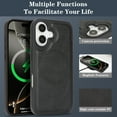 thumbnail image 4 of Case Designed for iPhone 16 Plus, Compatible with MagSafe, Vintage PU Leather Case Slim Fit Drop Protective Scratch Resistant, Soft Microfiber Lining, Shockproof Durable Cover, Black, 4 of 10