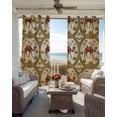 thumbnail image 6 of Brown Desert Camels Blackout Curtains for Bedroom Living Room Darkening Curtains 84 Inch Length 2 Panels Set Tropical Date Coconut Trees Cords Leaves Window Curtain Window Treatment Drapes 52"x84", 6 of 9
