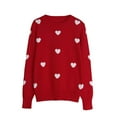 thumbnail image 5 of GUZOM Sweaters Womens Red Heart Pattern Sweater - 100% Polyester Crew Neck Long Sleeve, Soft Durable, Valentine's Day Casual Wear, S/M/L/XL Sizes,Size M, 5 of 5