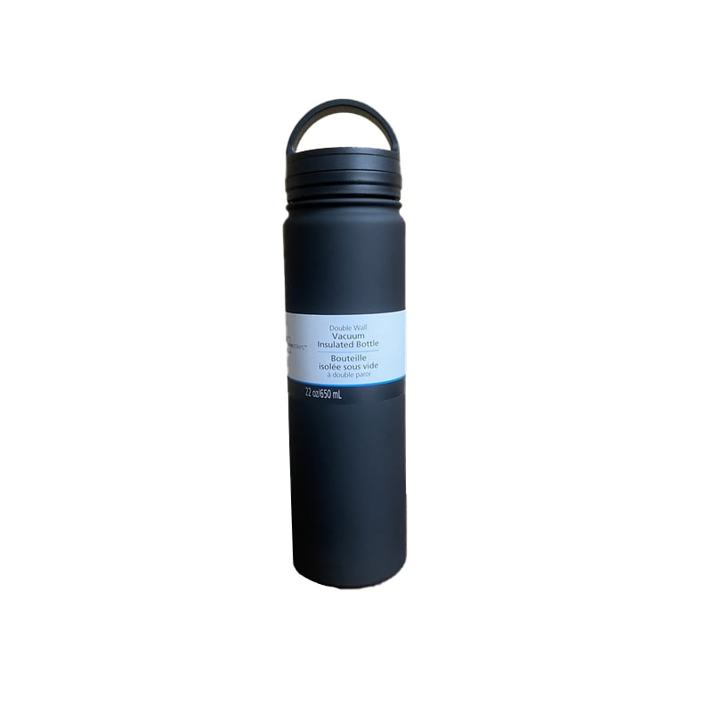 Mainstays 4-Pack 22oz Black Insulated Water Bottles with Handle