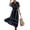 Black, variant on Plus Size Dresses SawvnmWomen V-Neck Short-Sleeve Wrap Waist Flared Striped Maxi Ankle Dress Gift for Women