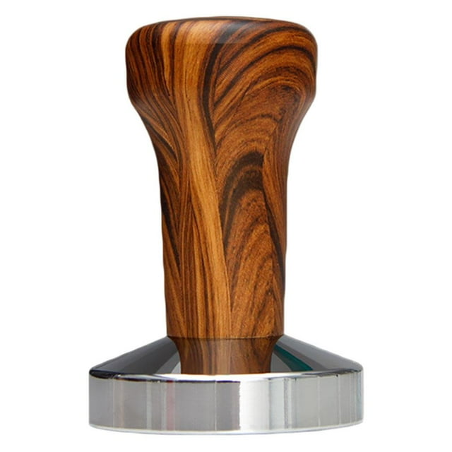 Barista Tamper Rubber Handle Coffee Bean Press Flat Base Distributor Coffee Machine Hand Tamper kitchen and Tool , 51mm Brown 51mm
