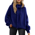 thumbnail image 1 of Comdrip Fall Sweaters for Women 2025 Pile Collar Lazy Style Sweater for Women Solid Color Loose Thick Sweater Top Turtleneck Loose Sweater Ladies Sweaters, Navy S, 1 of 4