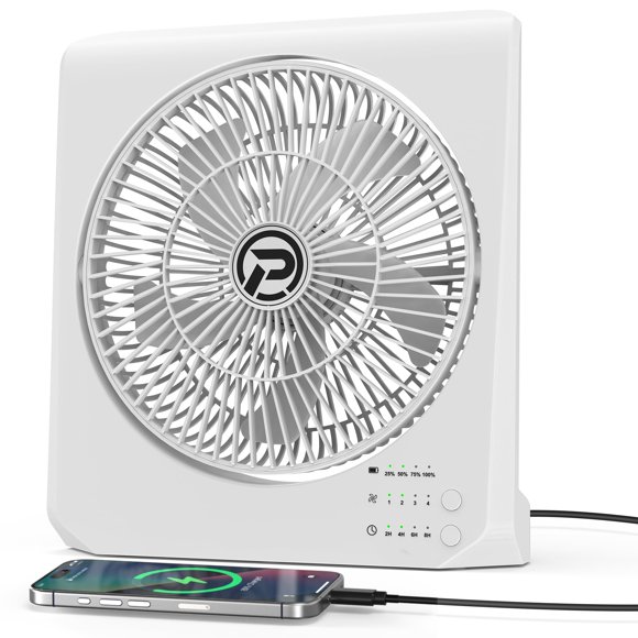 Ventilador Recargable AddAcc 20000mAh de Mesa de 10" con Temporizador y Pivot