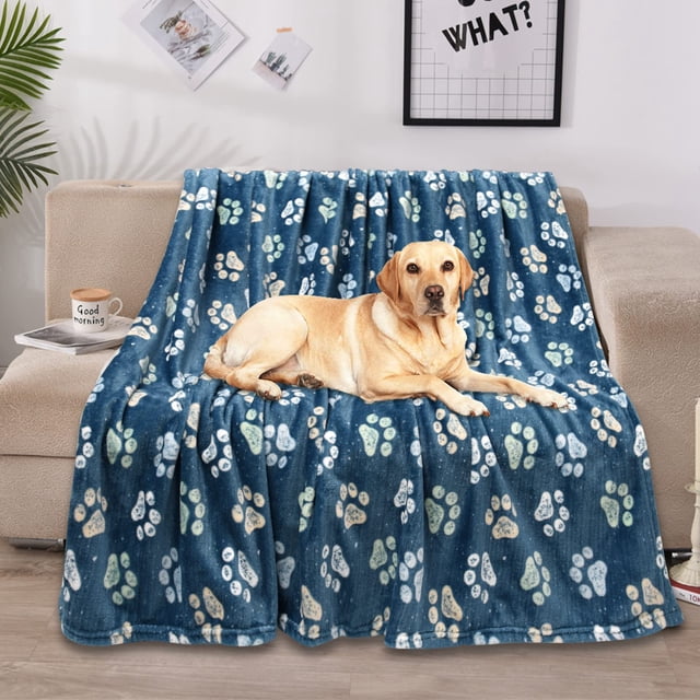 Manta para perros Rezutan de franela lavable para perros grandes, color azul marino