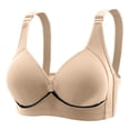 thumbnail image 3 of YWDJ Bras for Women Sleeping Back Closures Comfortable Bras No Underwire Bras Wide Strap Full Coverage Push up Wrap Sleep Bras Padded Lace Comfort Bras Solid Comfy Bras Khaki 80, 3 of 3