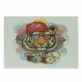 thumbnail image 1 of Animal Cutting Board, Hipster Rapper Tiger Sunglasses Hat and Camera Artist Hippie Comic Print, Decorative Tempered Glass Cutting and Serving Board, Small Size, Multicolor, by Ambesonne, 1 of 1