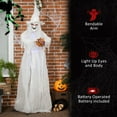 thumbnail image 5 of Outsunny 74" Life Size Outdoor Halloween Decorations White Witch Holding Pumpkin Head, Standing Skeleton Ghost Animated Prop Décor, 5 of 9