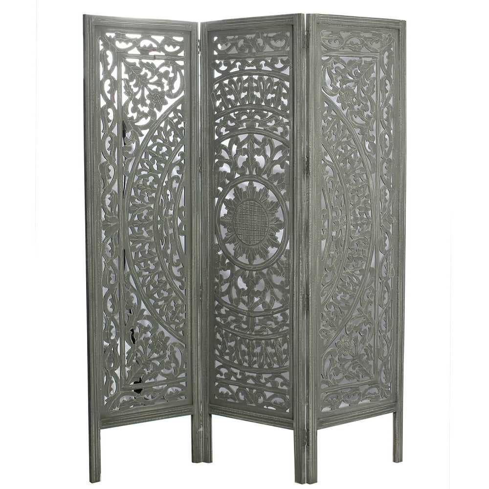 3 Panel Large Circle Room Divider , Gray