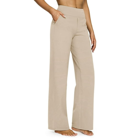 Pantalones de Yoga para Mujer, de Pierna , con Bolsillos, Cintura Alta, Elásticos, Informales, Deportivos. Albaricoque M