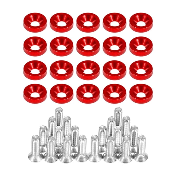 Kit de 20 tornillos para placa de matrícula, piezas de fijación para tornillos de seguridad para matrícula de coche rojo