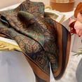 thumbnail image 2 of Bufanda cuadrada de seda con flores para mujer, chal de satén, Hijab femenino, banda para el pelo, pañuelo de lujo para la cabeza, 70x70cm, Echarpe 2024, 2 of 5