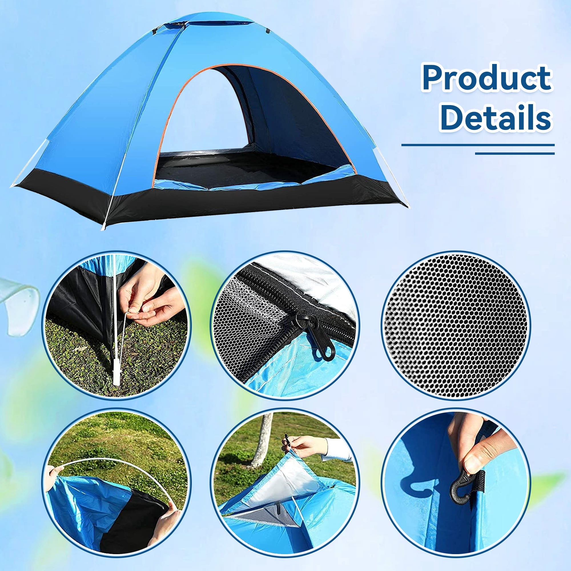 ORFELD Tents for Camping, Small Camping Tent Portable Instant Pop up Camping Tent for Outdoor Family All Season