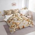 thumbnail image 3 of Homewish Stars Print 7-Piece Twin Bedding Sets For Children Teens Adults,Bling Golden Glitter Bedding Comforter Set,Animal Leopard Print Breathable Sheet Sets,Super Cozy Room Decor,Reversible, 3 of 8