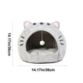 thumbnail image 3 of Convertible Cat Bed 2 in 1 Semi Enclosed Pet Bed All Seasons Warm Cozy Cat Ear Design for Indoor Cats Small Dogs Sleeping Hideout(M), 3 of 7