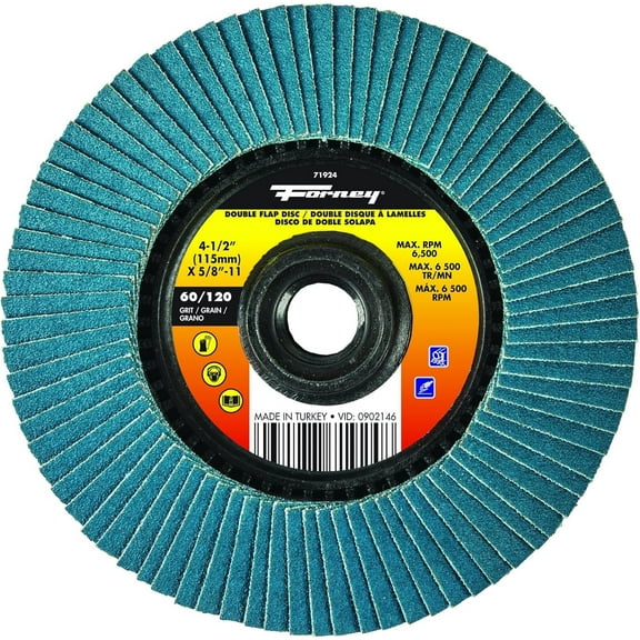 Forney 71924 4-1/2" Double-Sided Flap Disc, 60/120 Grits