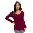 thumbnail image 6 of Long Sleeve Shirts for Women Sexy V Neck Tops Fitted Tight T Shirts Basic Tee, 6 of 6