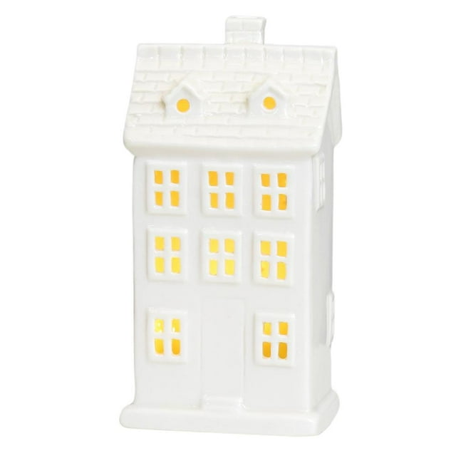 Ceramic Christmas Village Sets - Lighted Christmas Ceramic Village Houses, Christmas Town Snow Scene Tabletop Porcelain Decor, Christmas Village Collection for Tabletop Mantel Christmas Decoration