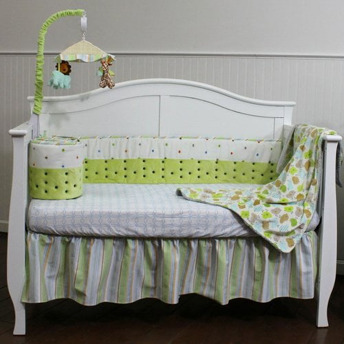 Nurture Imagination Basix Striped Birdie 4 Piece Crib Bedding Set