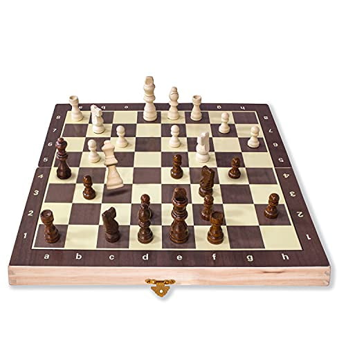 15 Inches Handmade Wooden Folding Travel Chess Board Magnetic Wooden Chess Set 
