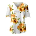 thumbnail image 6 of DHFJKG Women Floral T Shirt Summer Short Sleeve Fashion Printing V Neck Loose Fit Shirts Hawaii Beach Vacation Clothes Soft Tops, 6 of 7