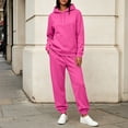 thumbnail image 2 of Xaqiouau Women's Hoodie and Sweatpants Set Fleece Pullover Tracksuit Drawstring Hooded Top Elastic Waist Joggers Casual Sportswear Fall Winter Lounge Outfit Hot Pink XXL, 2 of 9