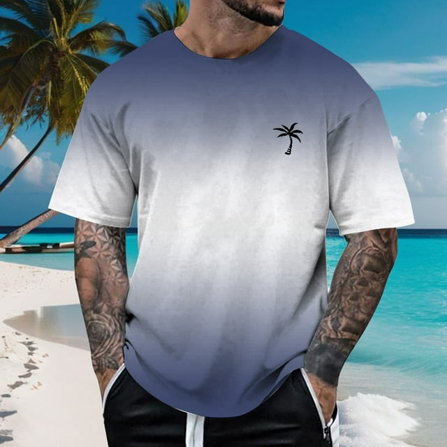 Men T Shirts Male Spring and Summer All Print Short Sleeve Round Neck T Shirt Floral Fashion Trend Tops