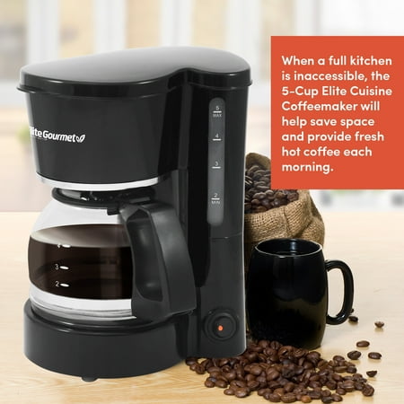 Elite Gourmet - 5-cup Coffee Maker with pause and serve - Black