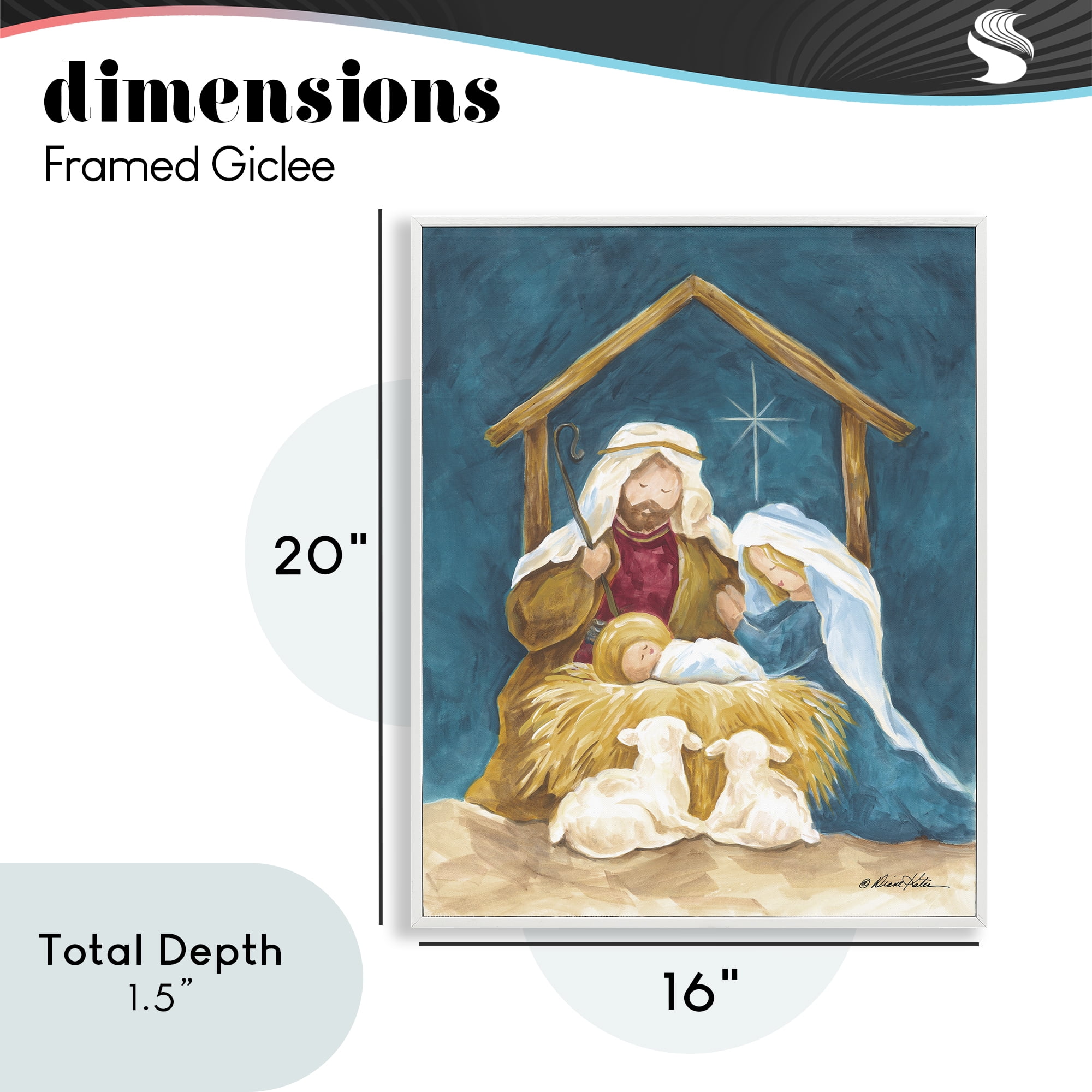 Comforting Nativity Painting White Framed Giclee Art, design by Diane Kater