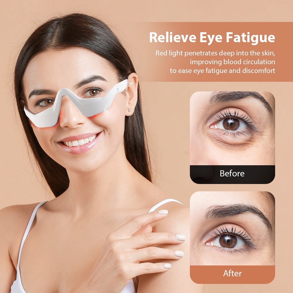 Dr.pedi Red Light Therapy Eye Massager, Microcurrent Facial Device to Improve the Appearance of​ Dark Circles, Puffiness & Wrinkles, Eye Strain Comfort​ Glasses with EMS and LED Technology