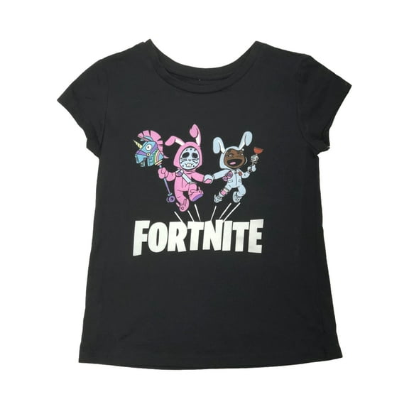 Girls Black Short Sleeve Fortnite Video Gamer T-Shirt Tee Shirt Large (10-12)