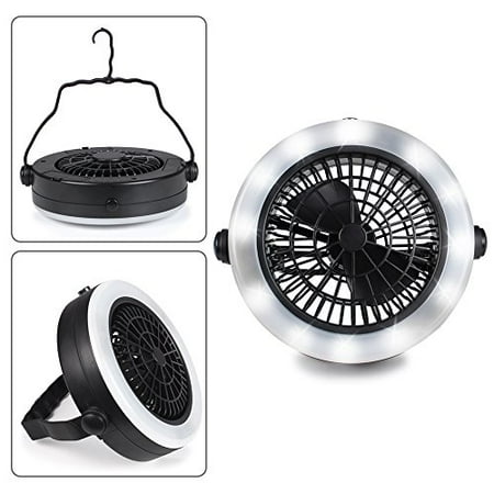 Interior Lantern Lighting HAITRAL Multifunctional 2-IN-1 LED Camping Lantern with Ceiling Fan, Portable Tent Light and Fan for Camping Outdoor, Hiking, Fishing, Emergencies, Parties, Garage, Patios and RV Trailers (HT-A014) ()