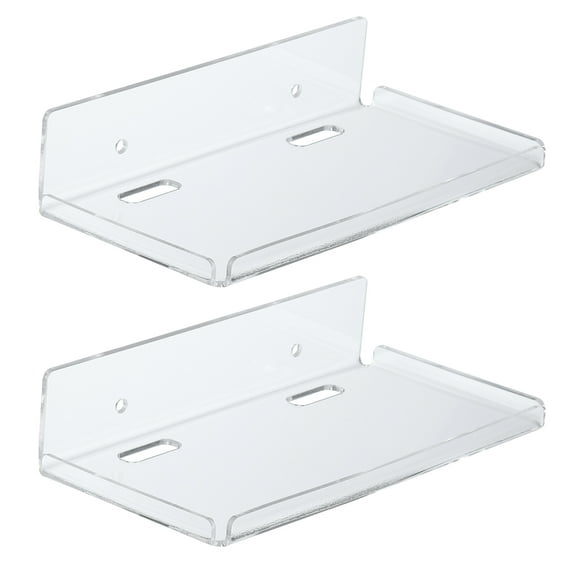 Uxcell 8" Small Floating Shelves Clear Acrylic Shelves for Wall Small Clear Wall Shelf Bathroom Shelves 2 Pcs