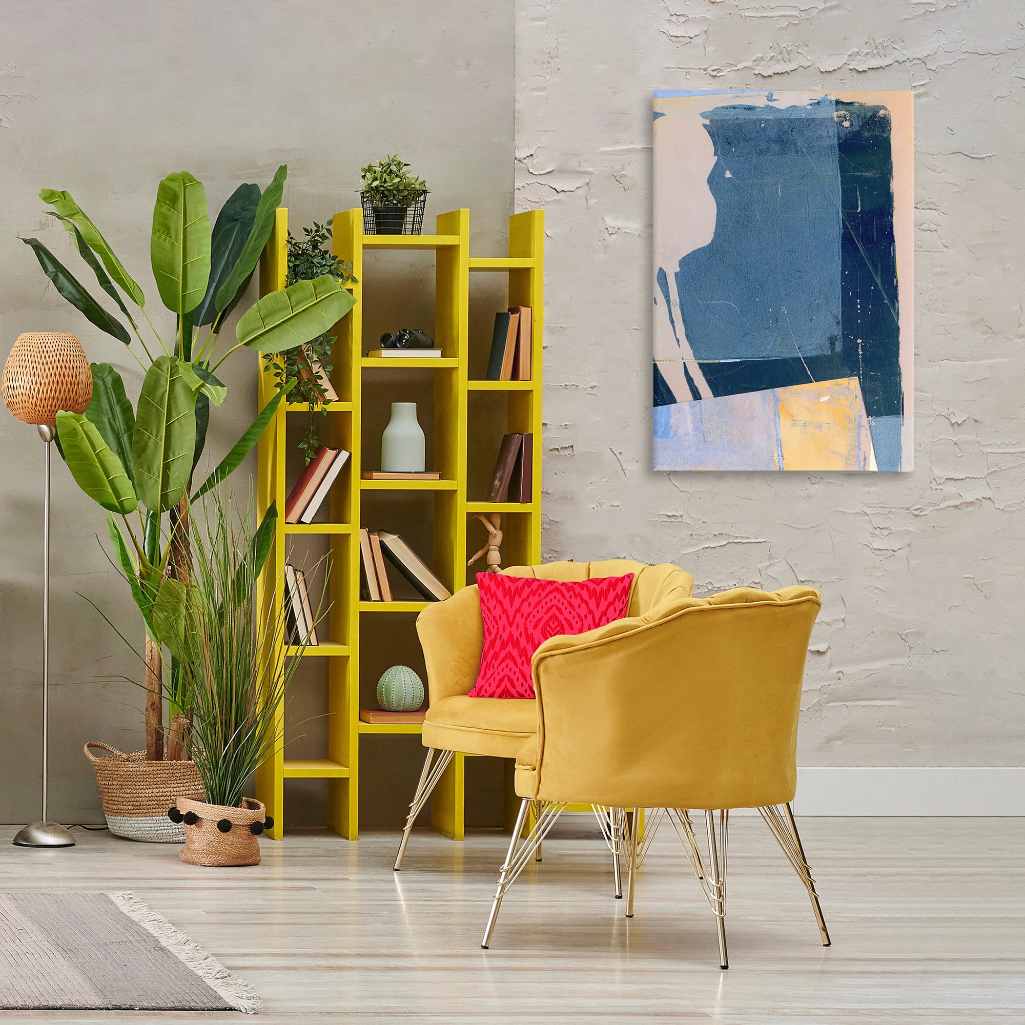 Stupell Industries Linear Distressed Shapes Abstract Painting Wrapped Canvas Art Print Wall Art, 24 x 36