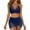 Dark Blue, variant on Tankini Swimsuits for Women High Wasited Solid Color Bikini 3Pcs Set Swimsuits Cruvy Mesh Swim Skirt Fashion Swimwear Army Green S