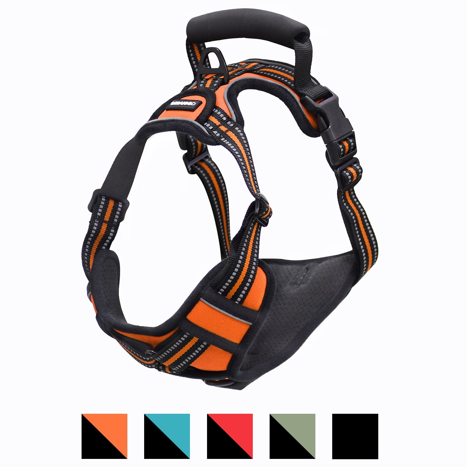 GOOPAWS Padded Reflective Dog Harness, Easy Control Lightweight Dog Harness, Adjustable Outdoor Pet Harness for Small Medium Large Dogs