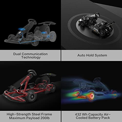Segway Ninebot GoKart Électrique Pro, Voiture de Course Extérieure à Pédales pour Enfants et Adultes, Longueur et Hauteur Ajustables, Jouet à Chevaucher (Ninebot S MAX Inclus), Noir