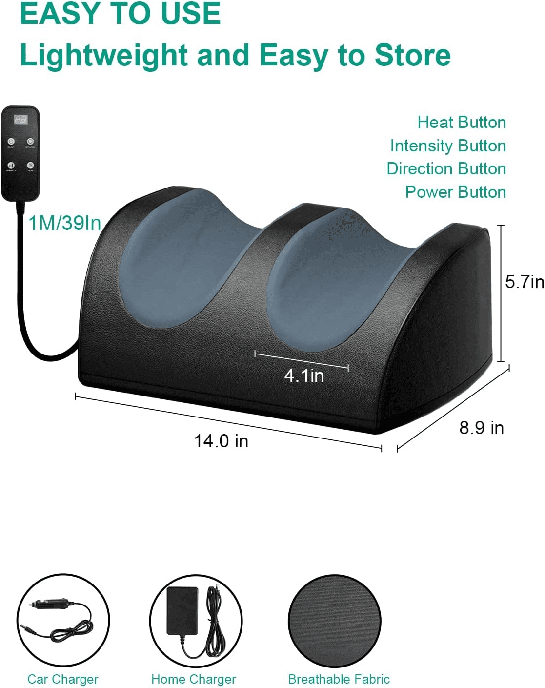 LAOBEN Shiatsu Foot Massager with Heat, Electric Kneading Foot Massager Machine, Gifts for Women Men Mom(Black)