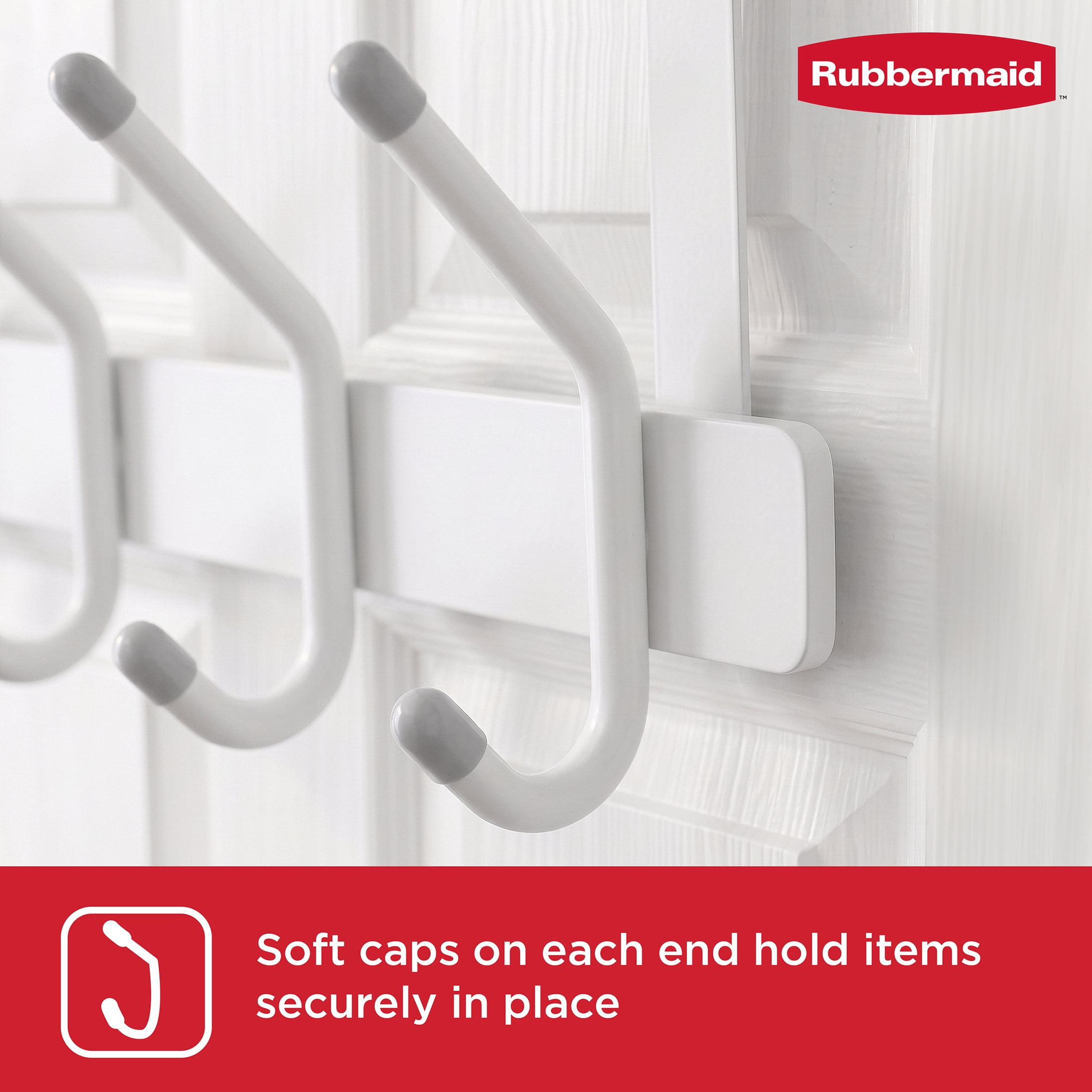 Rubbermaid 5 Double-Hook Over-the-Door Hook Rack, White
